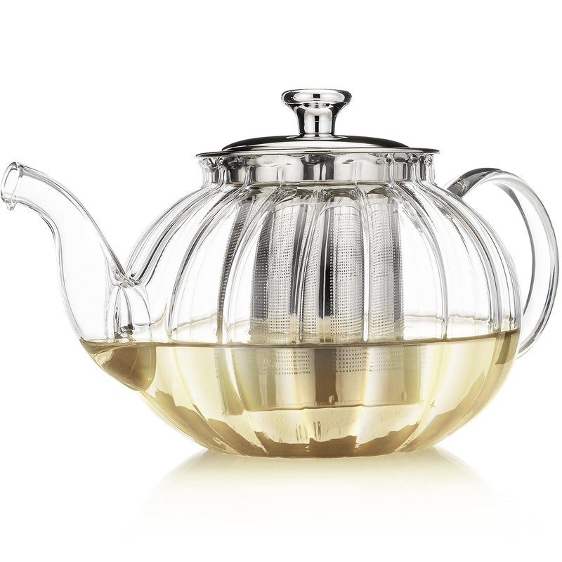 Teabloom Vienna Glass Teapot â€“ Stain-Free Heatproof Glass â€“ Stovetop Safe â€“ Removable Stainless Steel Infuser â€“ Perfect for Loose Leaf Tea â€“ 37 oz. / 1100 ml (3-4 Cups) - Image 1